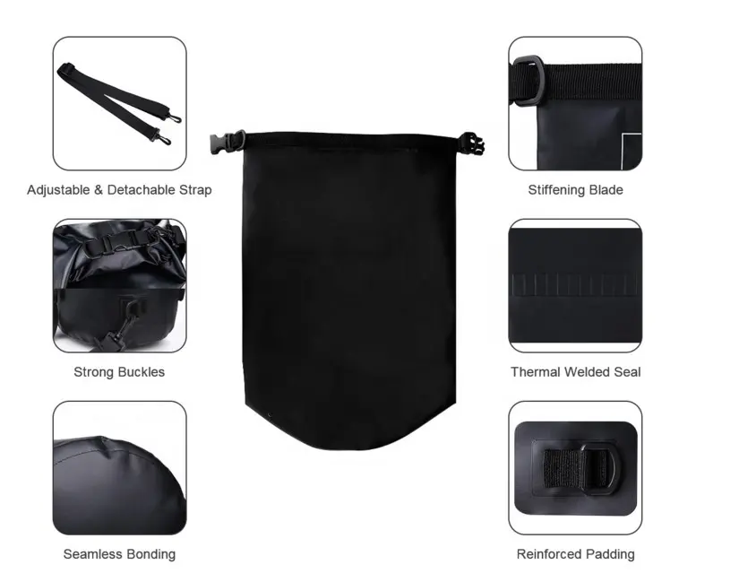 Waterproof Pack Dry Bag IPX6 Water Proof Bag Other Camping Hiking Gear PVC PVC Tarpaulin Outdoor Sports 5L Black Dry Bag Mini