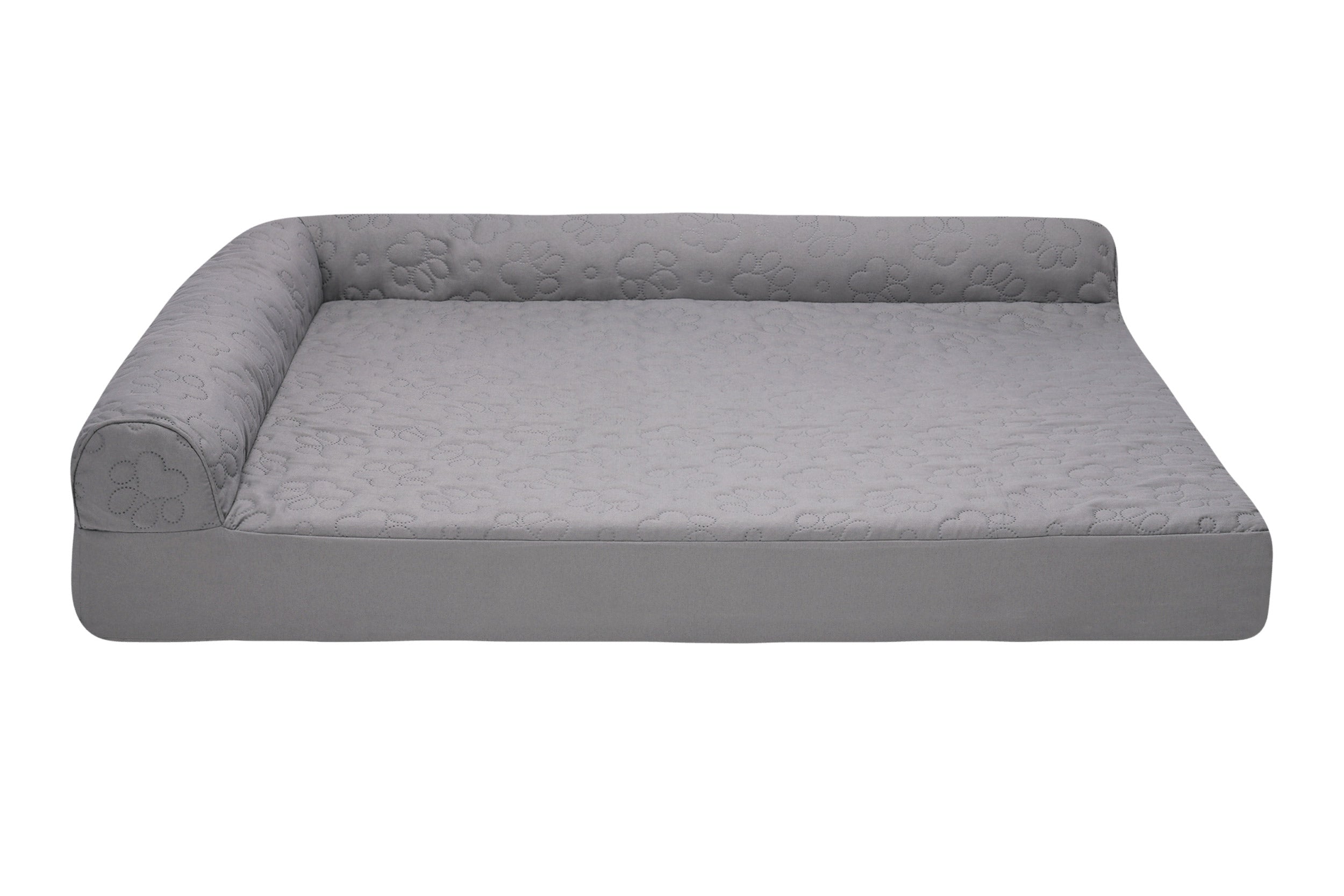 FurHaven Pet Products | Paw-Quilted Memory Top Deluxe L-Chaise - Jumbo， Titanium