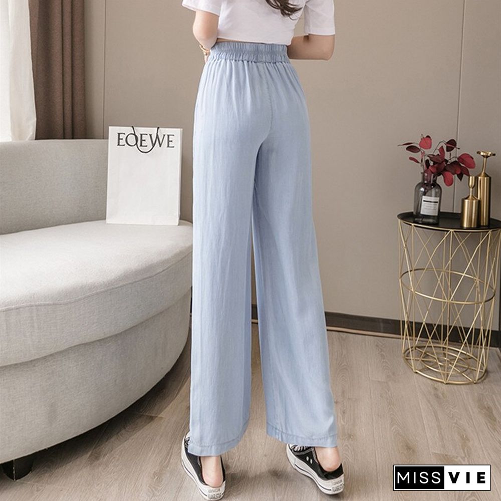 Woman Jeans Clothes High Waisted Summer Streetwear Baggy Wide Leg Vintage Fashion Stretch Blue Harajuku Straight Pants