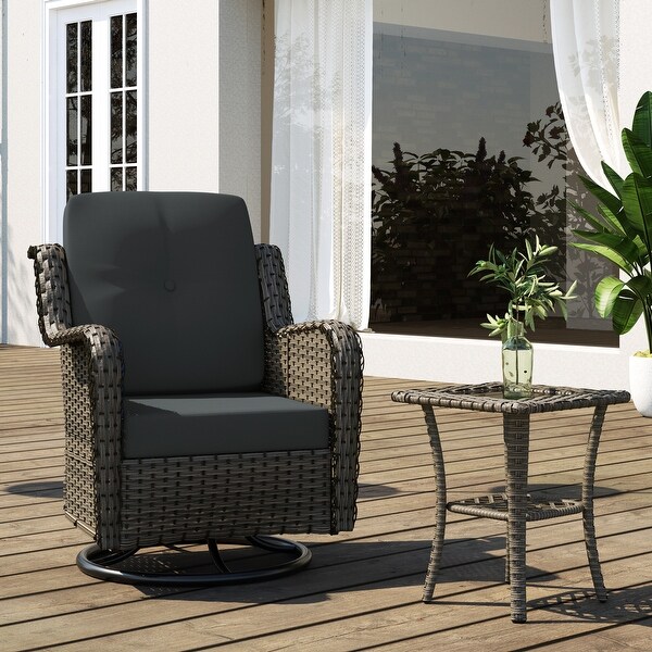 Outdoor Rattan Swivel Gliders Rocking Chair