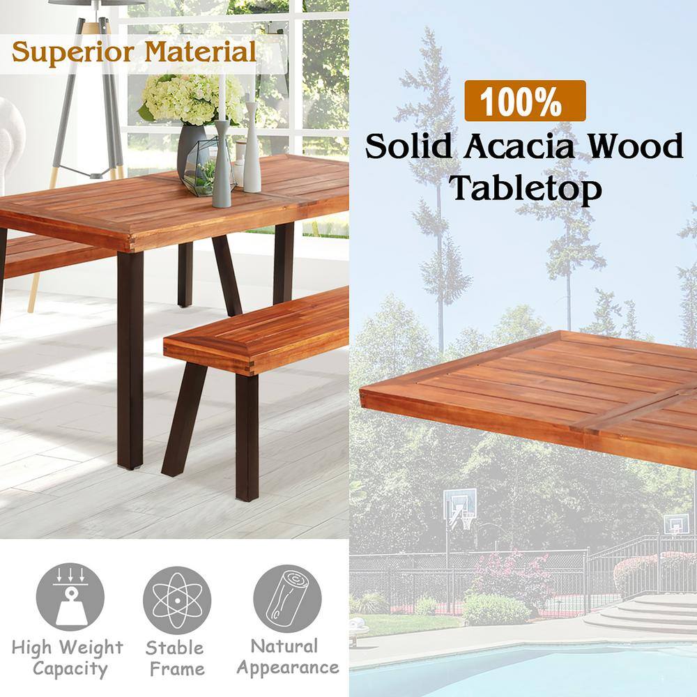 Costway 3-Piece Rectangle Wood Picnic Table Set HW66353+HW66354