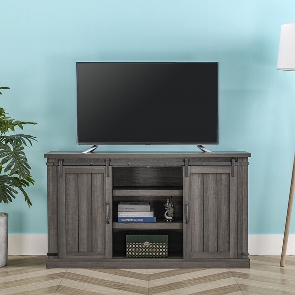 Rustic 54 Inch TV Stand with Barn Door - Fits up to 65 Inch TVs