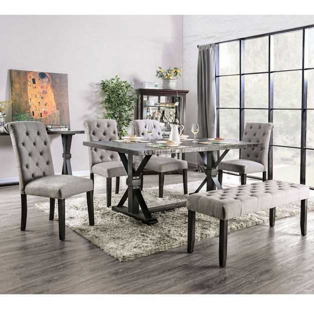 6pc Hepburn Dining Set Antique Black light Gray Homes Inside Out