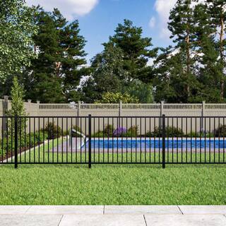 TuffBilt 2 Rail Flat Top 4 ft. H x 6 ft. W Black Aluminum Pre-Assembled Fence Panel 73055196