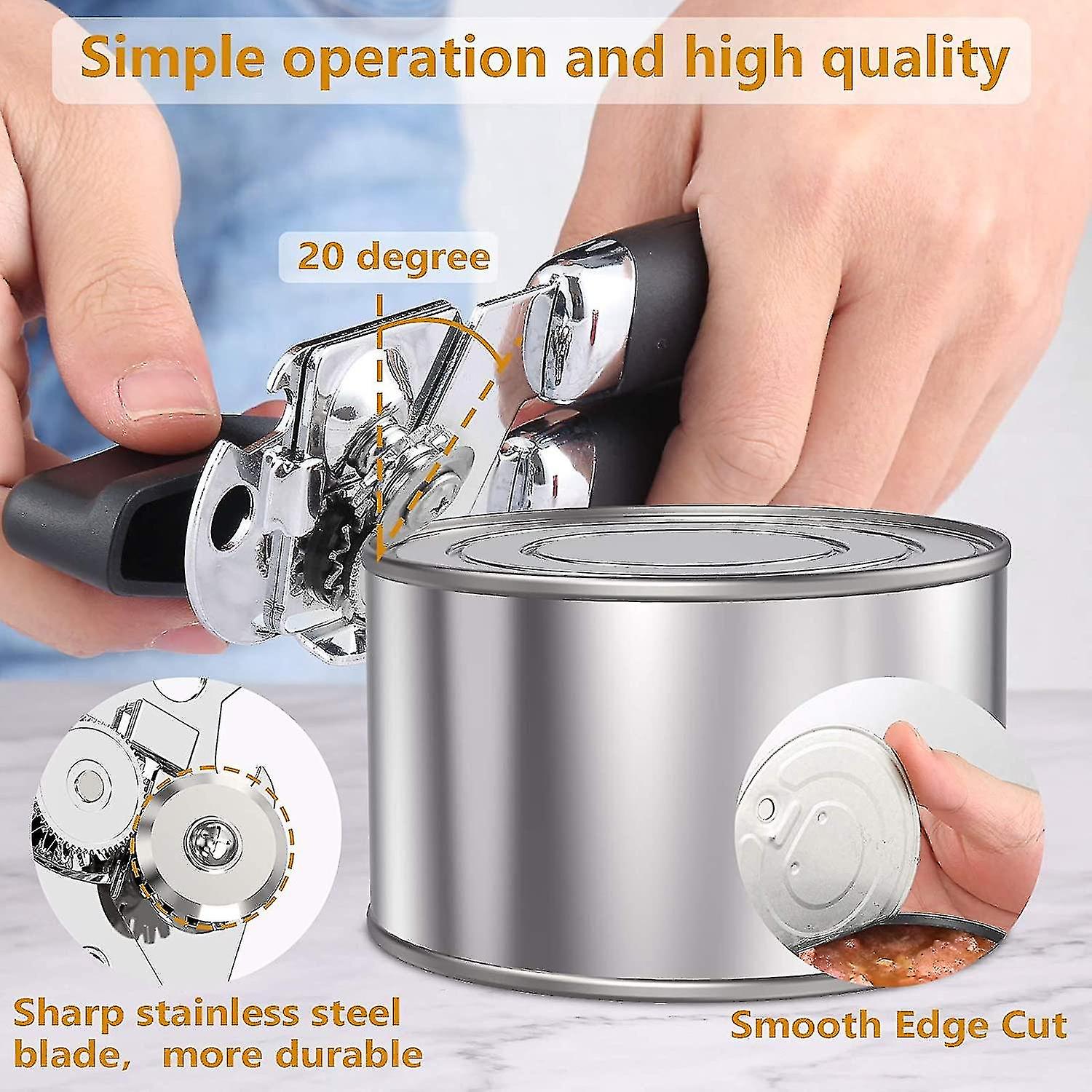 Manual Can Opener， Safety Smooth Edge Tin Opener With Non-slip Handle，beer Jar Bottle Opener