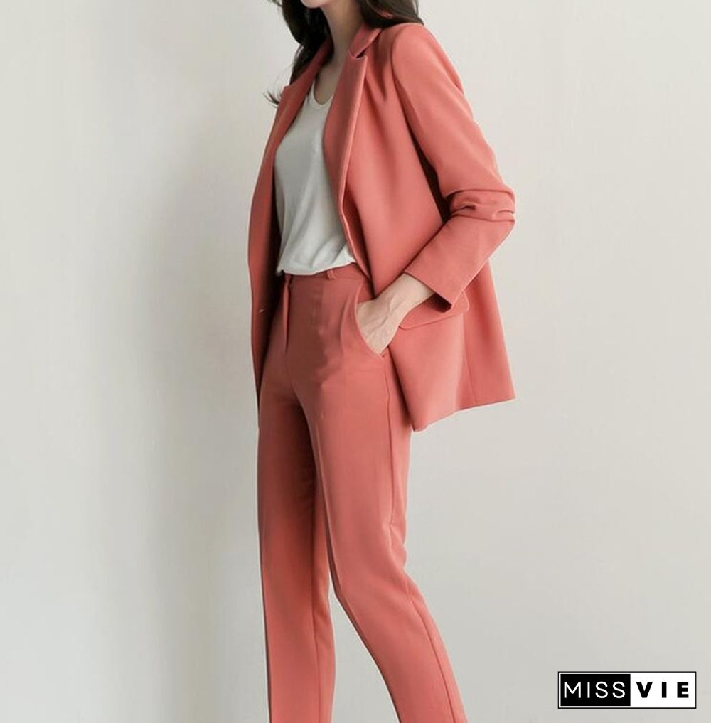 New Professional Business Work Suits With 2 Piece Jackets + Pants For Ladies Office Blazers Outfits Female Trousers Sets