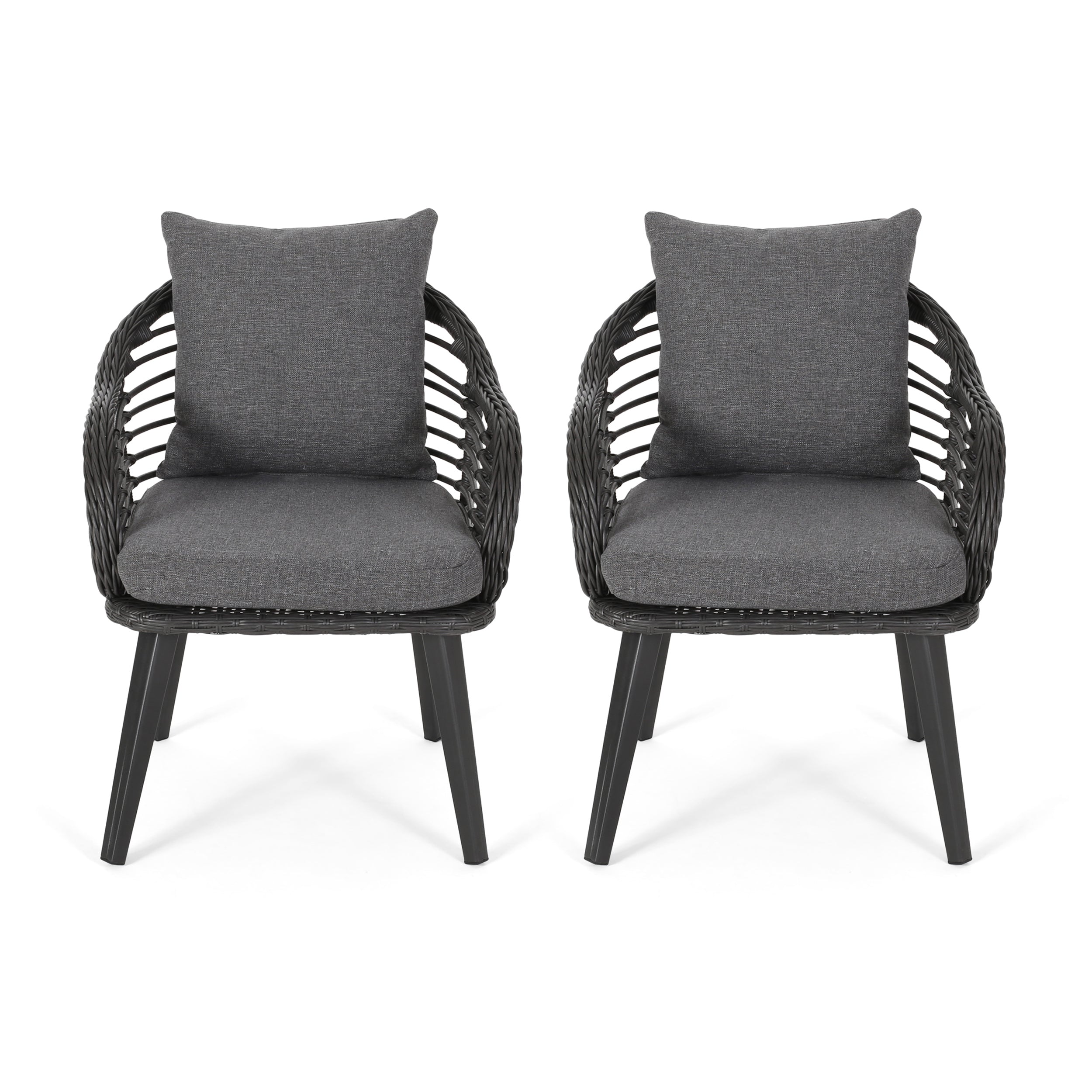 Madison Outdoor Wicker Club Chairs with Cushions (Set of 2)