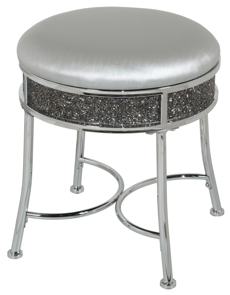 Hillsdale Furniture Roma Backless Faux Diamond Cluster Vanity Stool  Chrome   Contemporary   Vanity Stools And Benches   by Hillsdale Furniture  Houzz