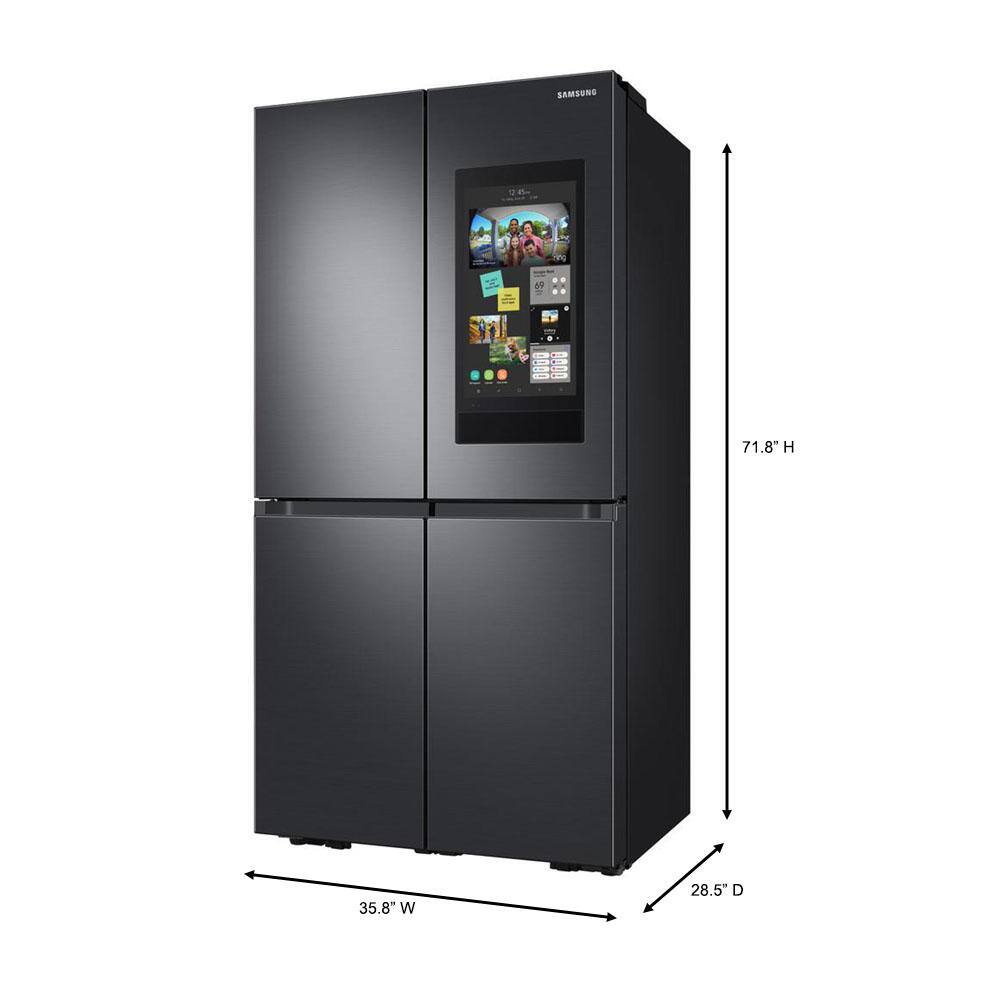  23 cu. ft 4-Door Family Hub French Door Smart Refrigerator in Fingerprint Resistant Black Stainless Steel Counter Depth RF23A9771SG