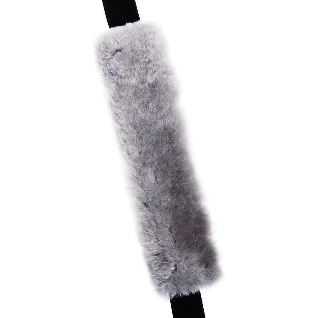 Zone Tech Car Soft Faux Sheepskin Seat Belt Comfortable Shoulder Pad Gray Or Black