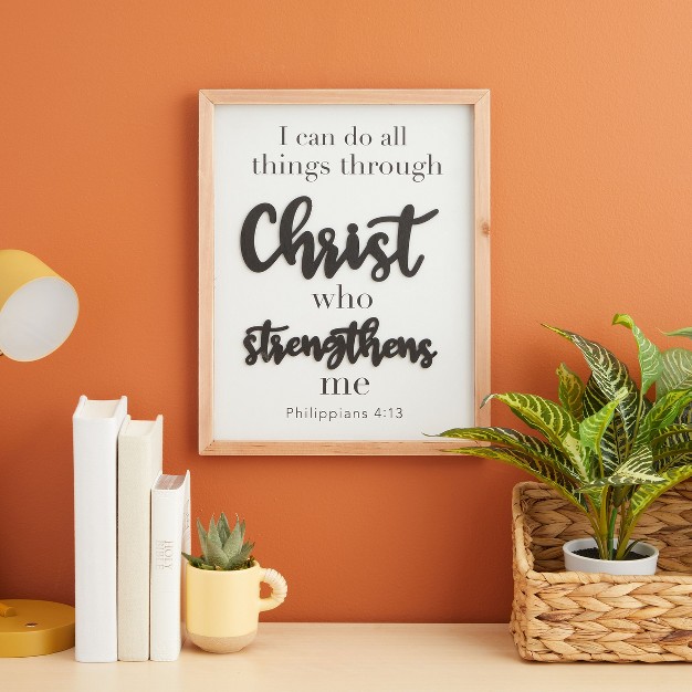 Farmhouse Christian Wall Decor Sign Philippians 4 13 Bible Verse I Can Do All Things Through Christ 12 X 15 In