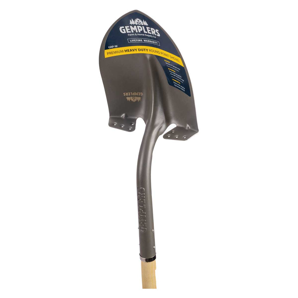 Gemplers Round Point Shovel w/Extnd. Socket， Wood Handle