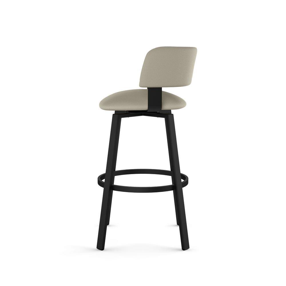 Amisco Stinson 26 in. Greige LeatherBlack Metal Counter Stool 41545-26WE1B25GTF4