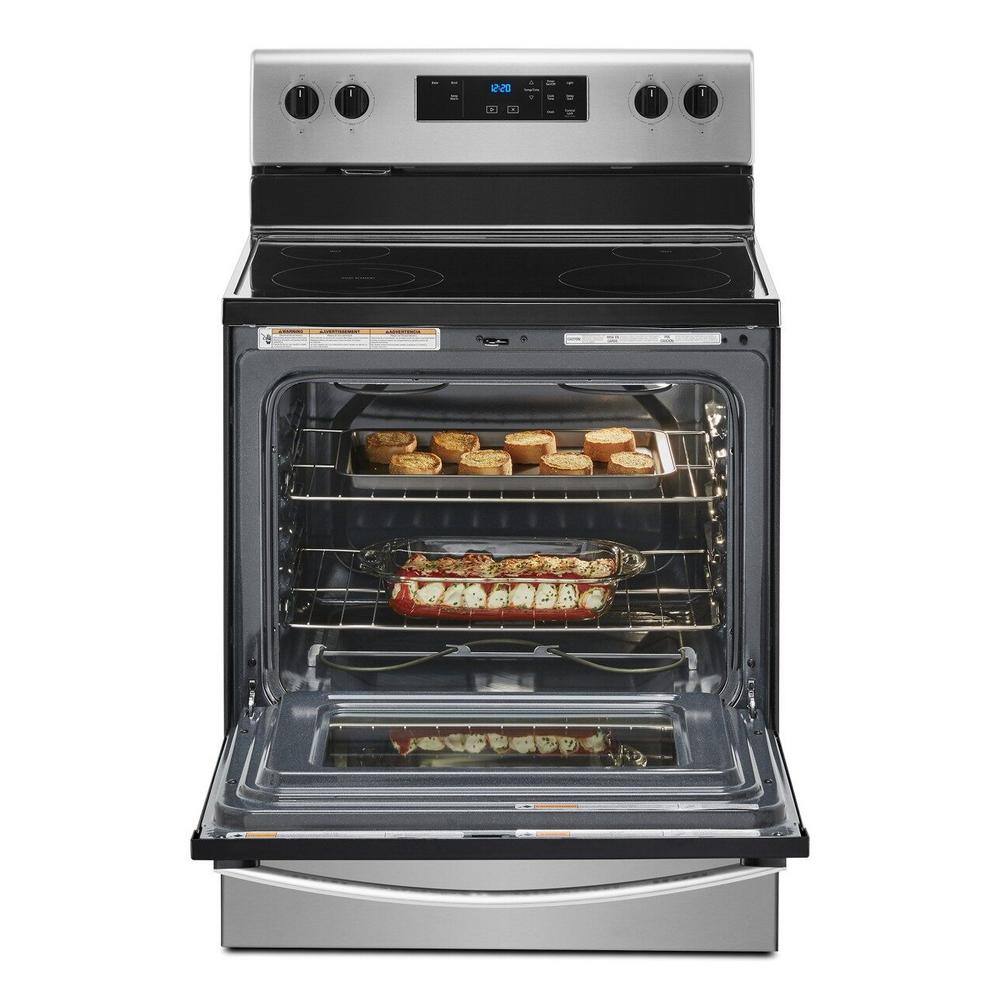 Whirlpool 30 in. 5.3 cu. ft. 4-Burner Electric Range in Stainless Steel with Storage Drawer WFE320M0JS