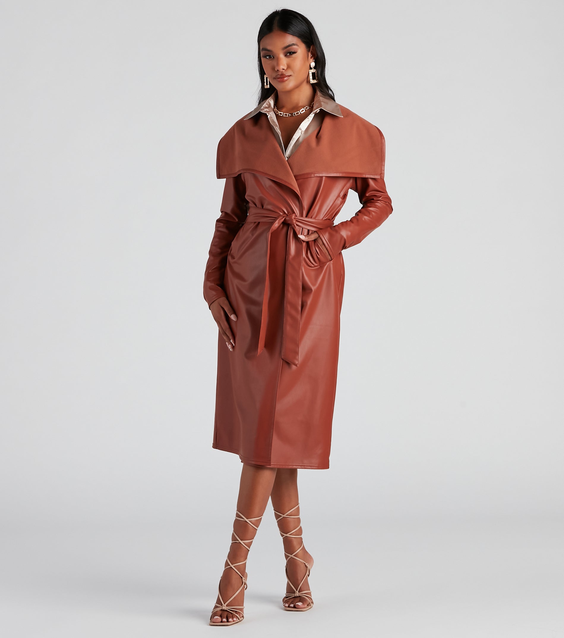 PLACEHOLDER - Elevated And Chic Faux Leather Trench