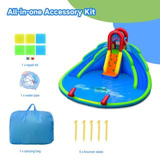 Gymax Inflatable Waterslide Wet and Dry Bounce House with Upgraded Handrail Blower Excluded GYM09328