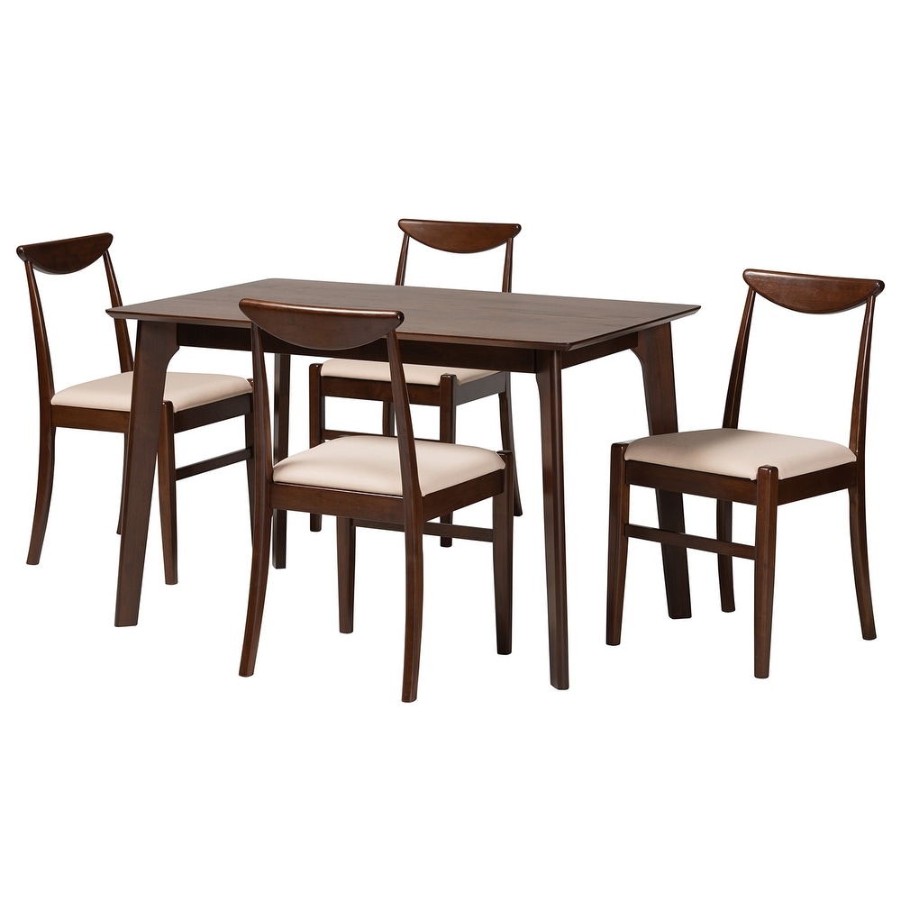 Delphina Mid Century Modern Dark Brown Finished Wood Dining Set