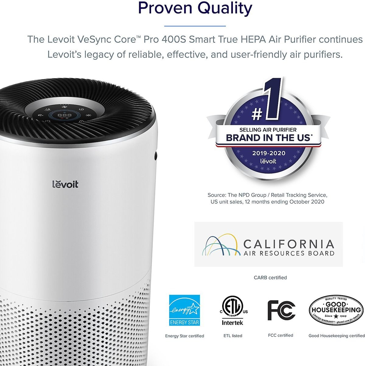 Levoit PlasmaPro 400S True HEPA Smart Air Purifier