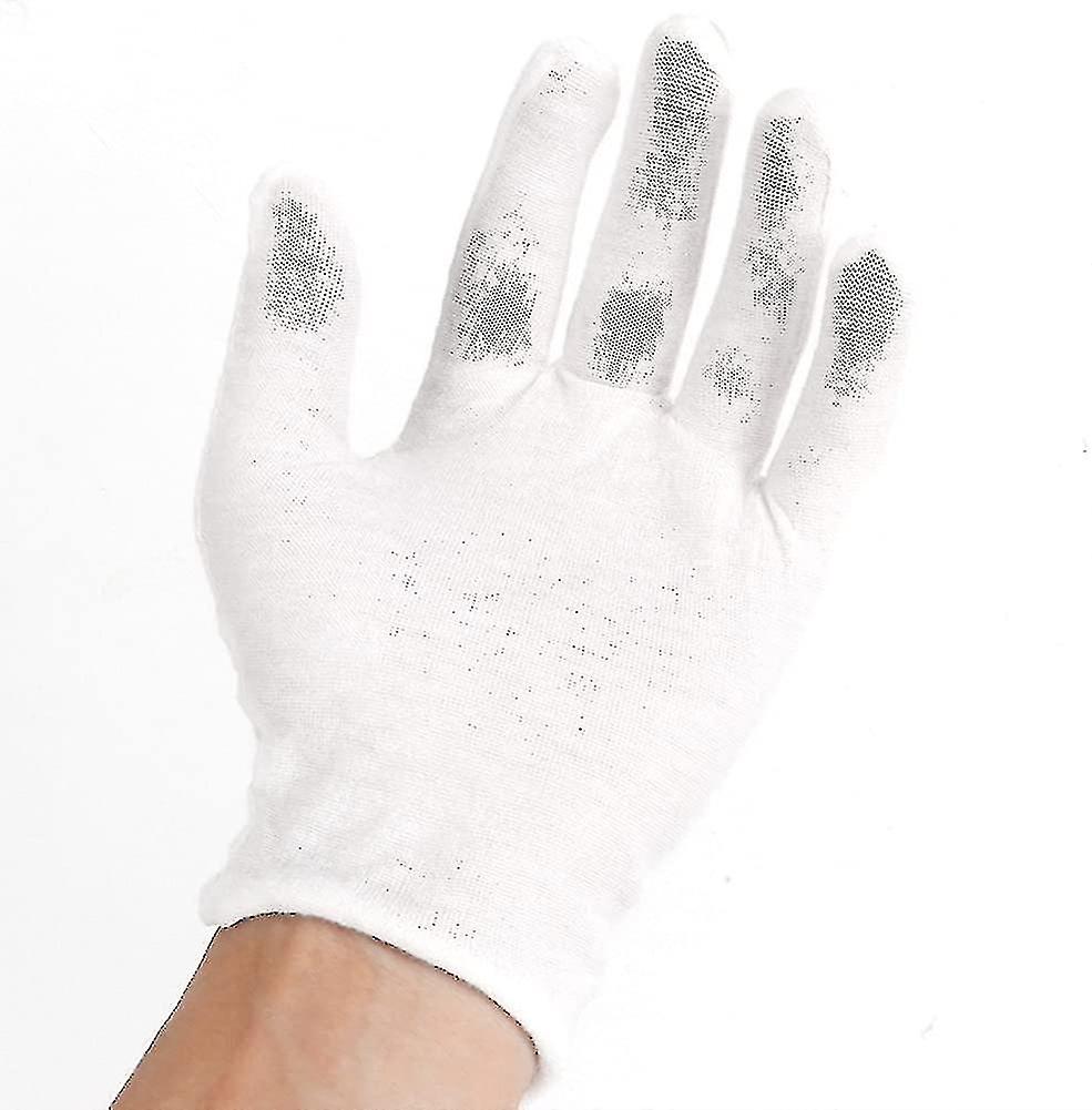 12 Pairs White Cotton Working Safety Gloves For Eczema， Dry Skin， Moisturizing