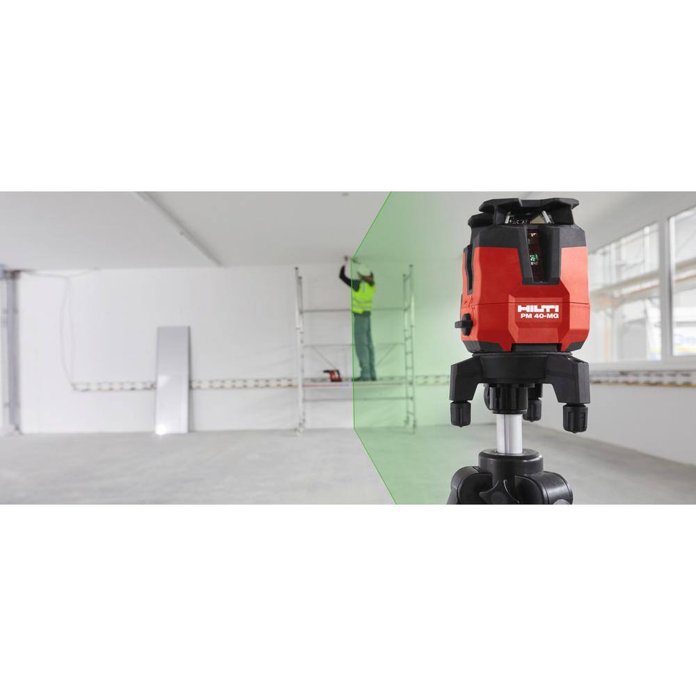 Hilti 33 ft. PM 40-MG Multi-Line Green Laser with Receiver Wall Mount and Adapter 3586412