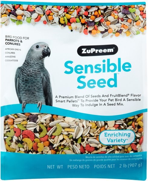 ZuPreem Sensible Seed Parrot and Conure Bird Food， 2-lb bag