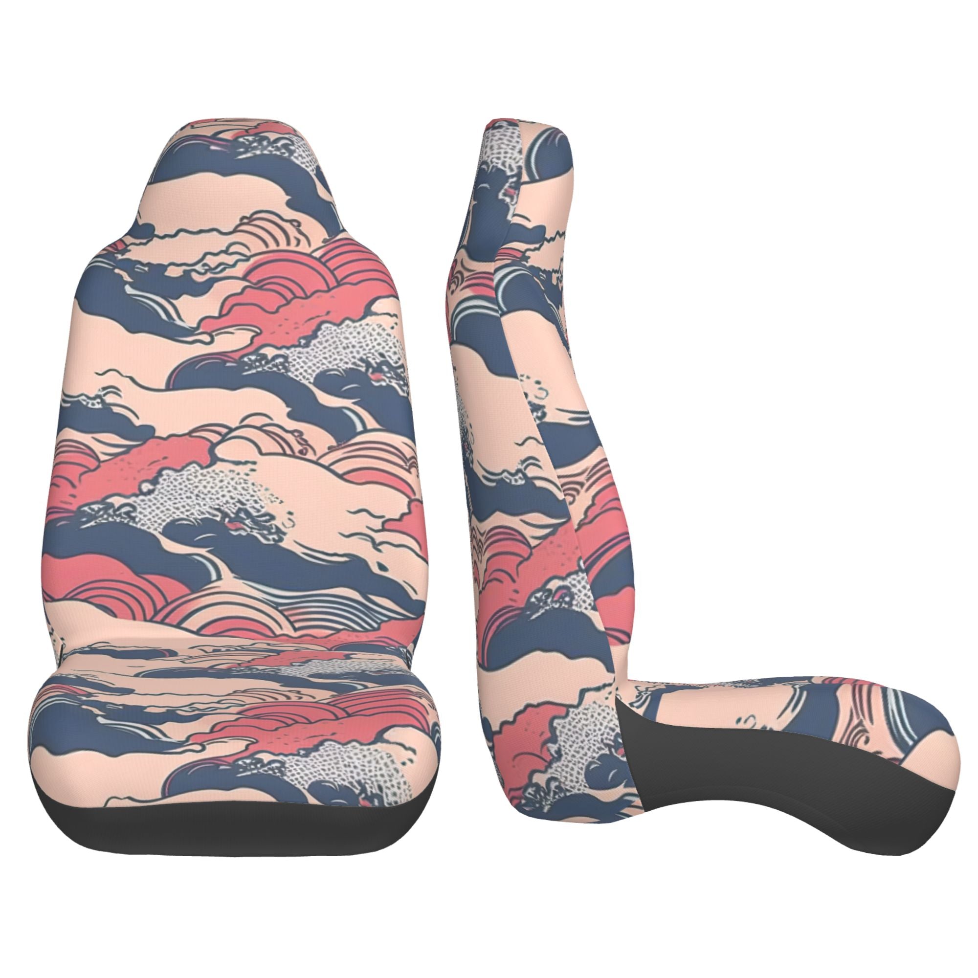 ZICANCN Car Seat Covers Front Seats Only，Rough Seas Waves Automotive Seat Covers Protectors for Cars Trucks Suv 2 Pack