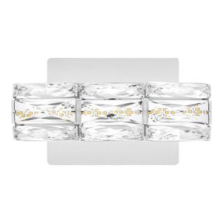 Home Decorators Collection Keighley Integrated LED Chrome and Crystal Indoor Wall Sconce Light Fixture C6360