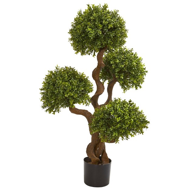 Nearly Natural 3.5’ Four Ball Boxwood Artificial Topiary Tree