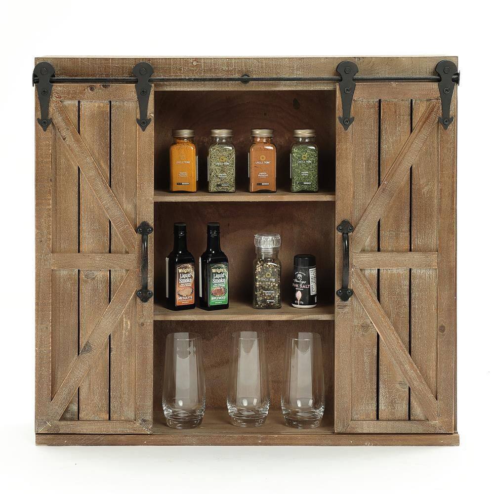 LuxenHome Wood Farmhouse Storage Wall Cabinet WHIF772