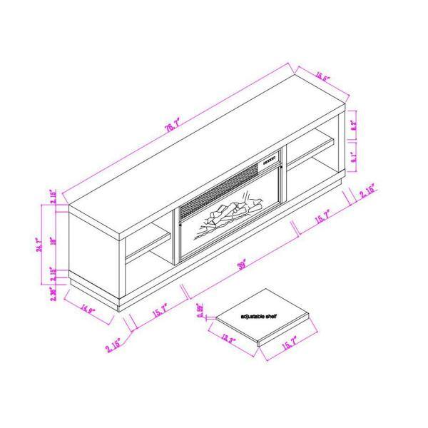 FESTIVO 77 in. Freestanding Electric Fireplace TV Stand in Saw Cut Off White FTS21220