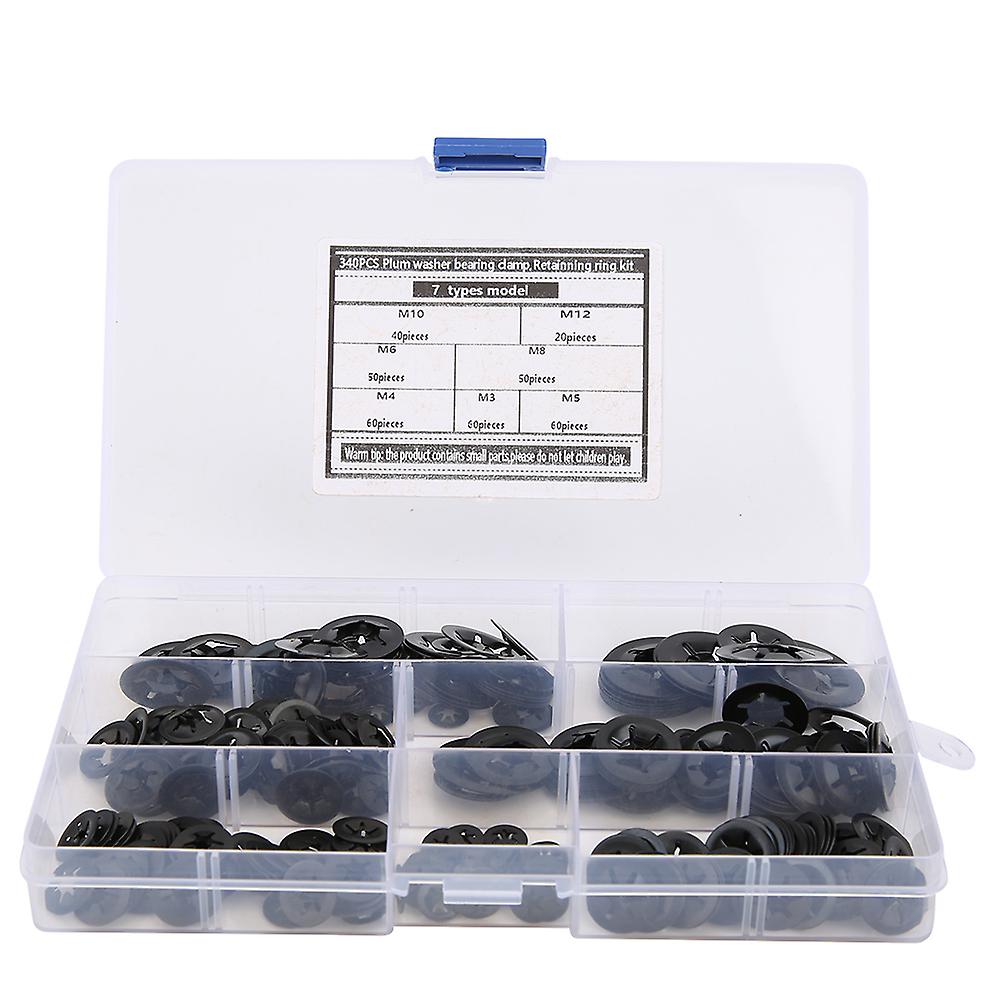 340Pcs Internal Tooth Starlock Washer Fastener Manganese Steel M3‑M12 Hardware Supplies