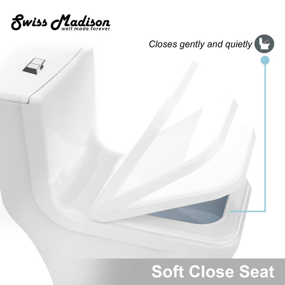 Swiss Madison Concorde 1-Piece 0.81.28 GPF Dual Flush Square Toilet in White SM-1T106