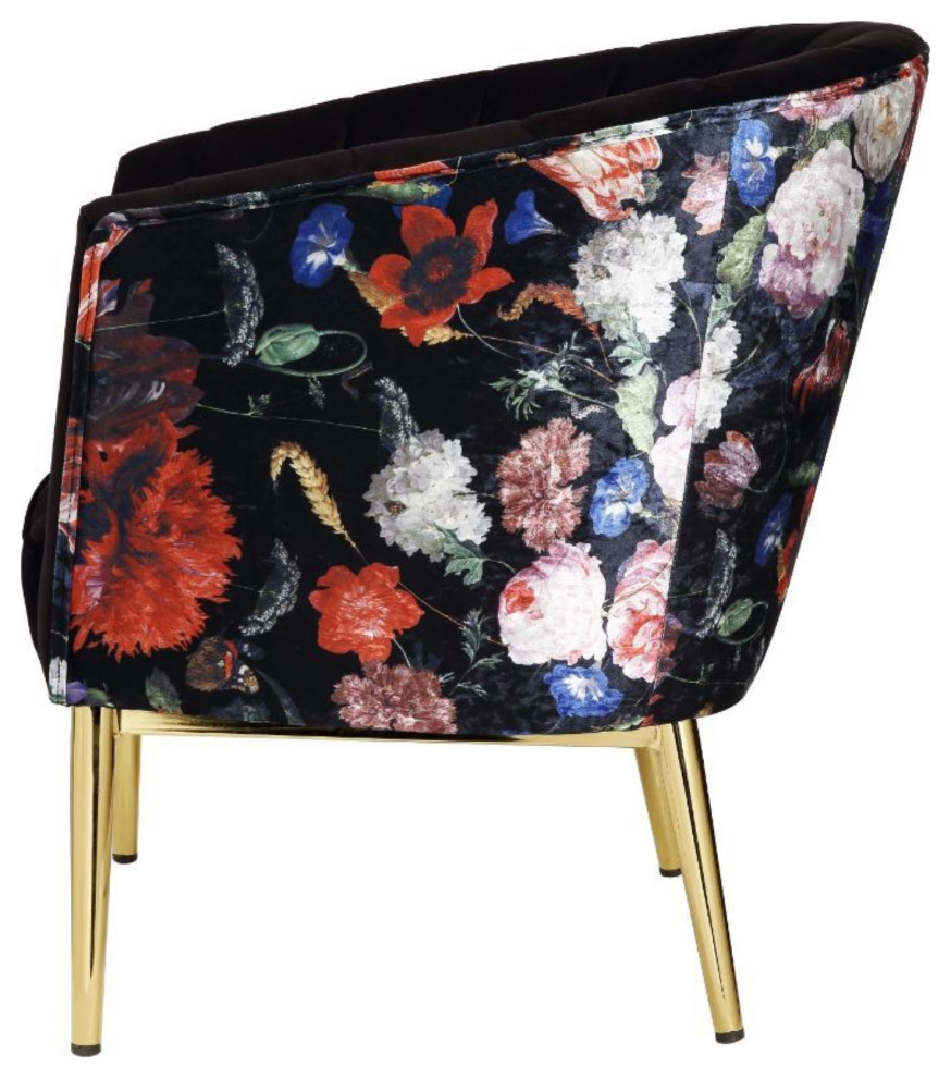 Accent Chair  Gray Velvet/Gold   Midcentury   Armchairs And Accent Chairs   by Acme Furniture  Houzz