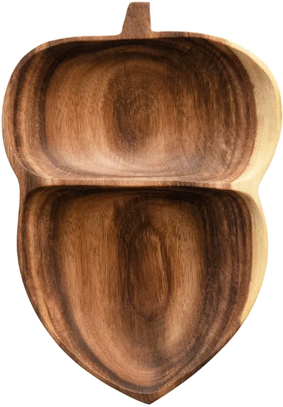 Acacia Wood Acorn Shaped Dish with 2 Sections