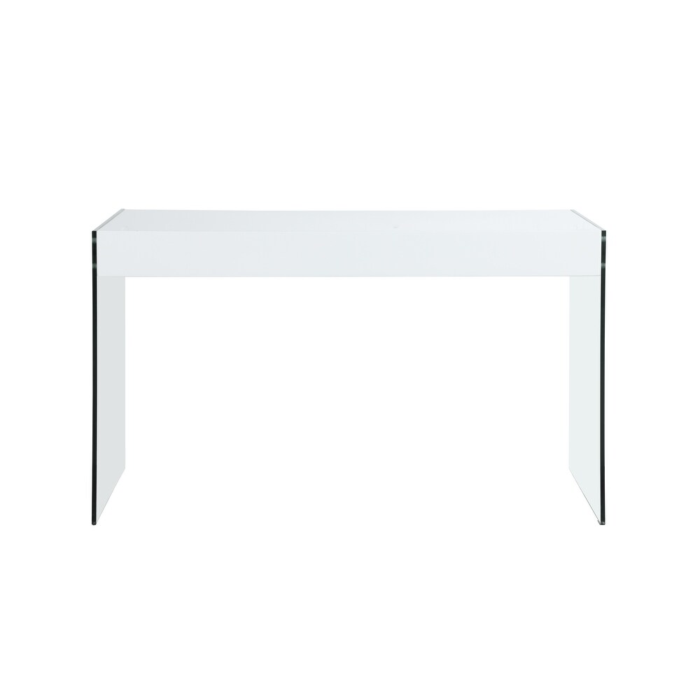 Somette Contemporary Gloss White   Glass Desk