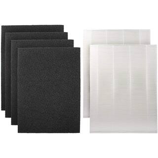 LifeSupplyUSA 8.5 in. x 11 in. x 3 in. 4 HEPA 8 Carbon Replacement Filters Set Fits Coway AP-1216L Tower Air Purifier AP-1216-FP 2ER505