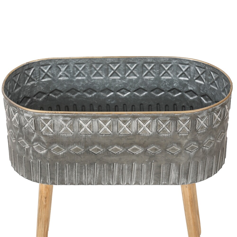 2 Piece Grey Metal Cachepot Planters