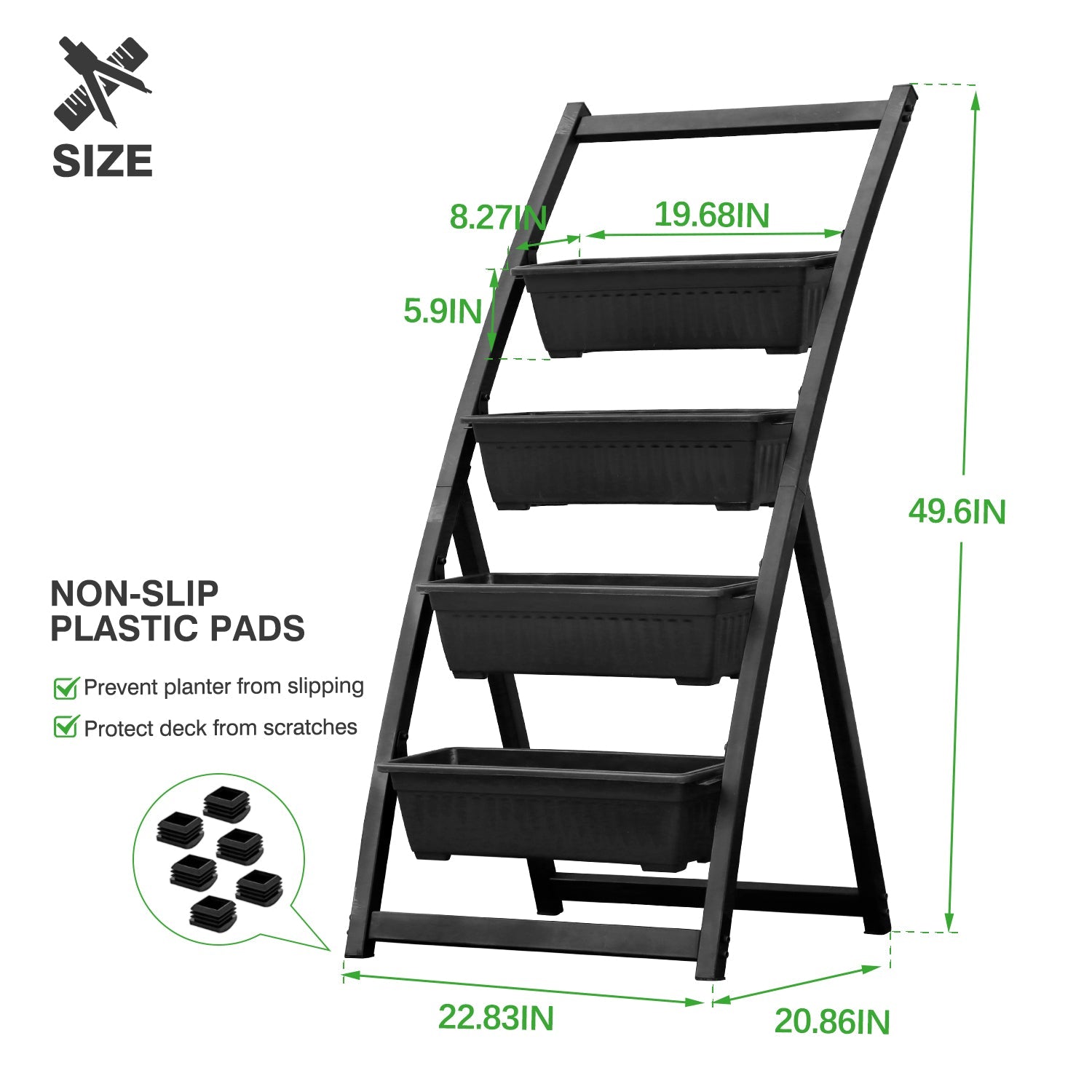 Vertical Elevated Planter with 4 Tiered Planter Boxes Raised Garden Bed 4FT Self Watering Garden Pots for Plants Herb Vegetable Fruit Other