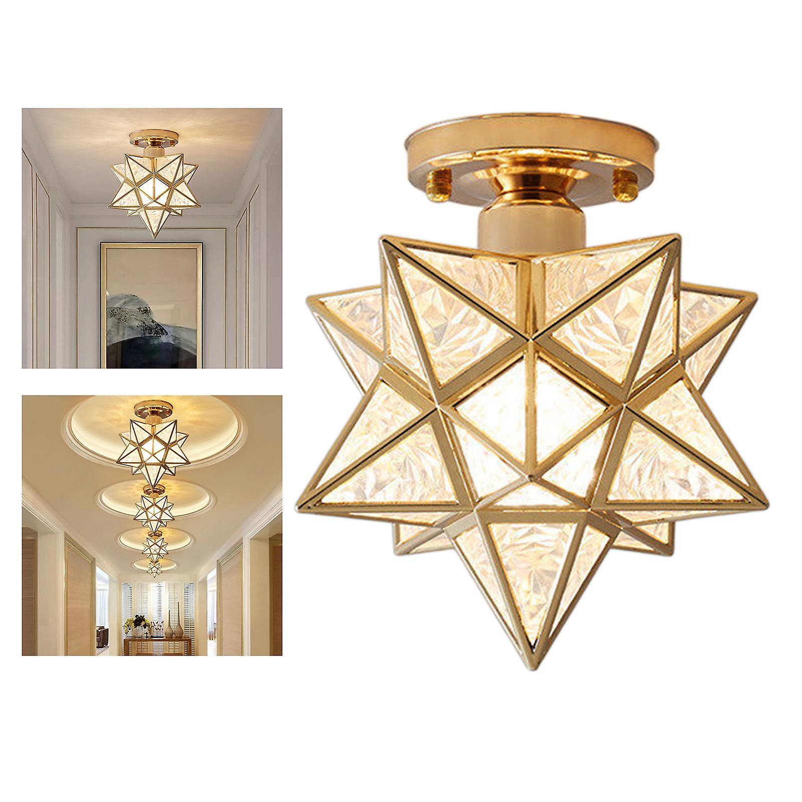 2x Pvc Semi Flush Mount Star Ceiling Wall Lamps Flush Mount  Black Golden