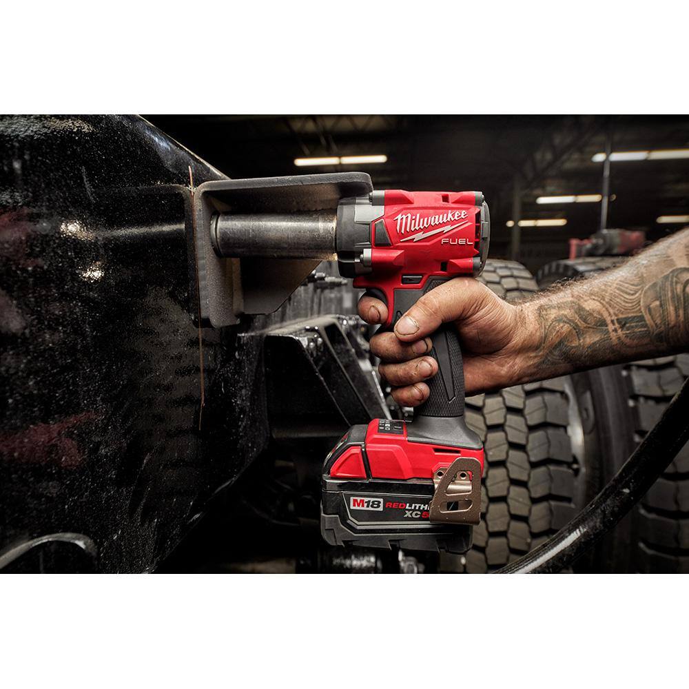 MW M18 FUEL 18- V Lithium-Ion Brushless Cordless 12 in.  38 in. Impact Wrench wFriction Ring Kit w 5.0 Ah Battery 2767-21B-2854-20