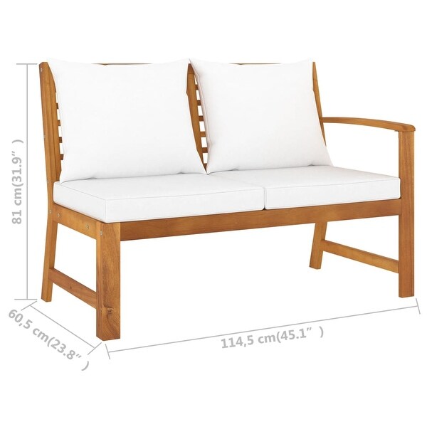 vidaXL 5 Piece Patio Lounge Set with Cushion Cream Solid Acacia Wood