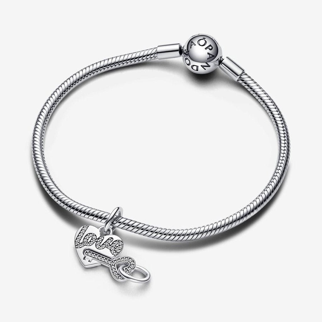 PANDORA  Splittable Heart & Key Dangle Charm in Sterling Silver