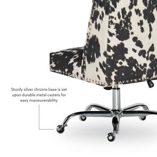 Linon Home Decor 24 in. Width Udder Madness Fabric Task Chair with Adjustable Height 178404BLK01U