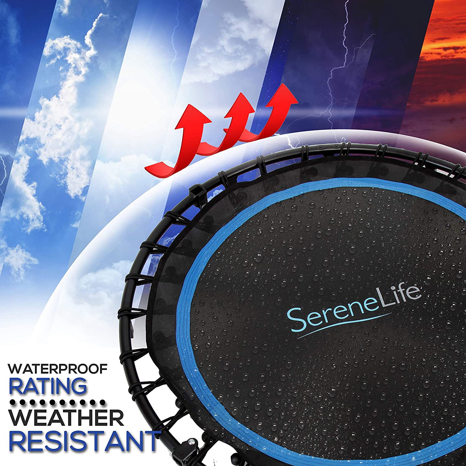 SereneLife 40' Indoor Outdoor Fitness Cardio Sports Trampoline with Handrail