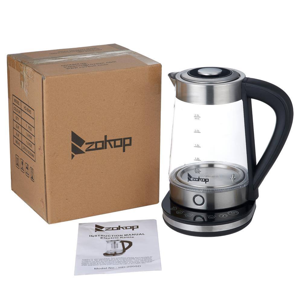 Winado 10.4-Cup Glass and Stainless Steel Electric Kettle with Temperature Control 056246322246