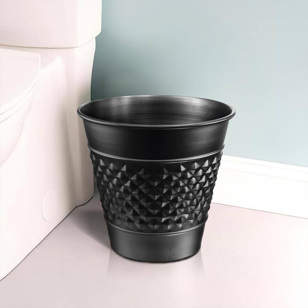 Monarch Abode Handcrafted Geometric Metal Wastebasket in Black 29128