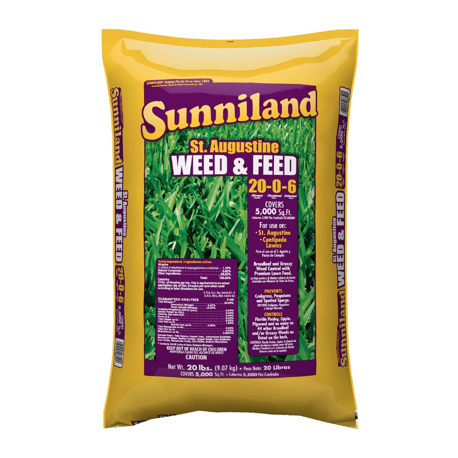 Sunniland St.Augustine Weed and Feed Lawn Fertilizer For St. Augustine Grass 5000 sq ft