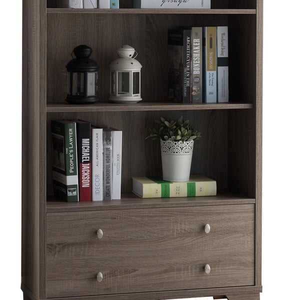 Wooden Display Cabinet， Dark taupe Brown