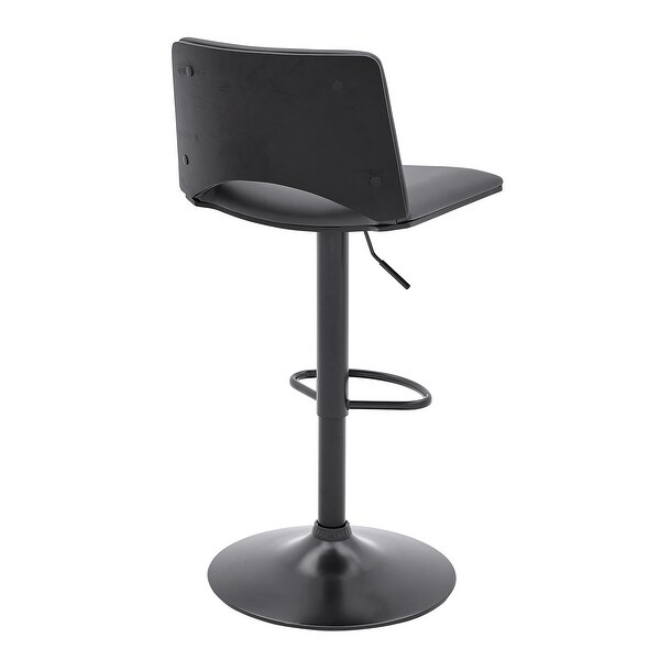 Thierry Adjustable Swivel Faux Leather and Metal Bar Stool