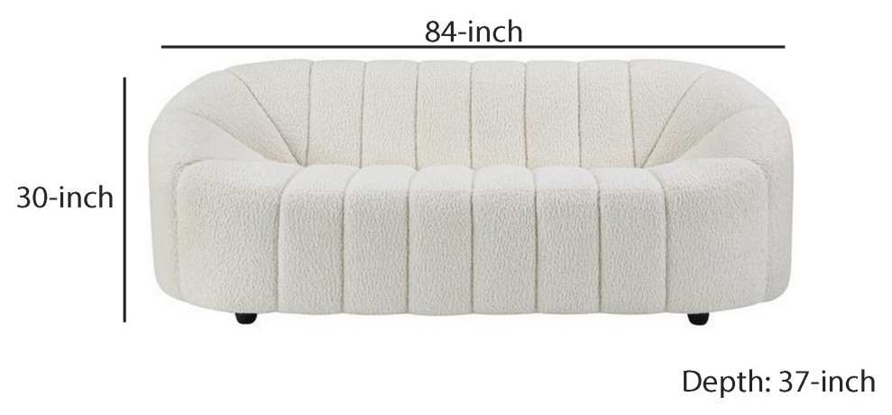 Sofa With Textured Fabric And Vertical Channel Tufting  White   Transitional   Sofas   by VirVentures  Houzz